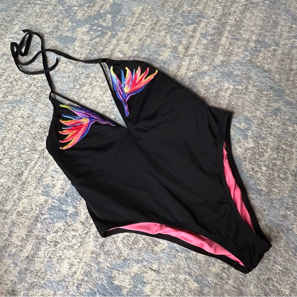 Victoria Secret swim L one piece black strapy front